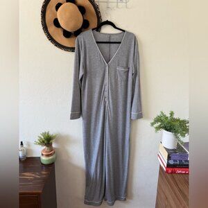 Softies Women's Gray Long Sleeve Sleep Suit Onesie Pajamas Sleepwear SZ Large